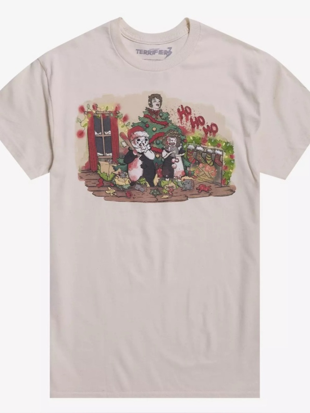 Terrifier Holiday Graphic Tee in Cream. Size XXL NWT MSRP $24